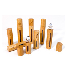 10ml Mini Natural Bamboo Cosmetic Containers glass lip oil bottles with roll on top